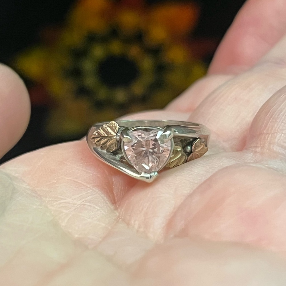 VTG Black Hills Pink Ice CZ Leaf Design 925 Sterling Silver Size 5 Ring - Picture 5 of 9